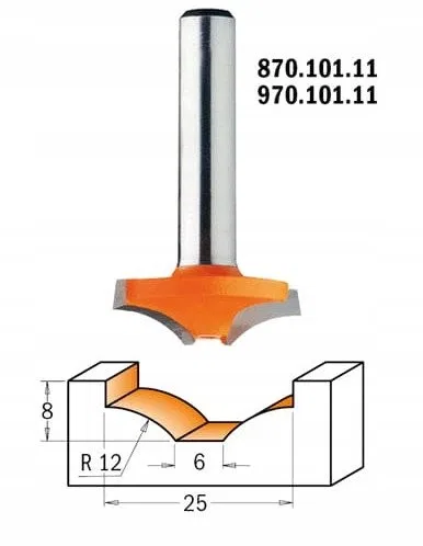 CMT HM-Fräser R12 D25 d6 I 8 S8... DEKORATIV.