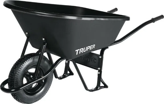 Truper® Robuster Transportwagen 120 l, Kunststoffbehälter, Luftreifen, max. 580 kg