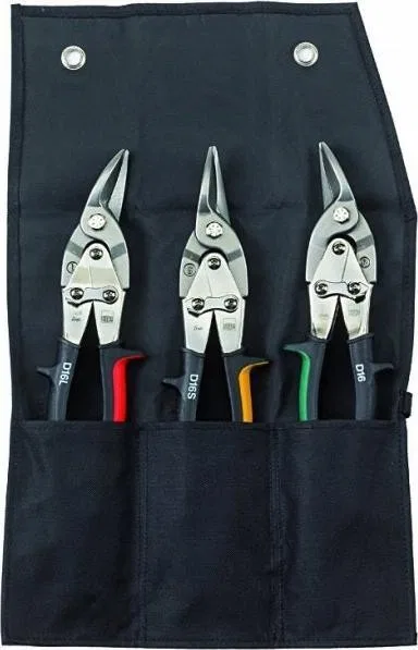 EIN SET FORMSCHNEIDEMESSER FÜR BLECH, 3-TEILIG, MIT ETUI