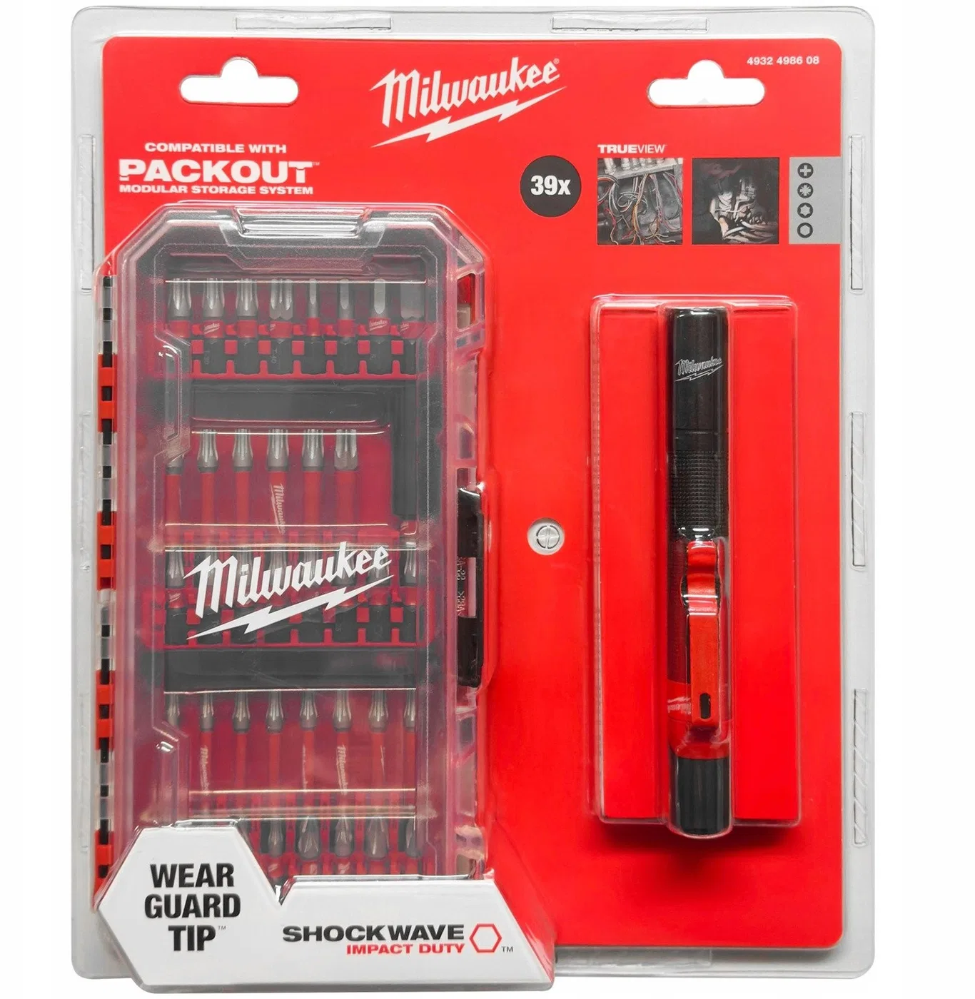 MILWAUKEE 38-TEILIGES SET MIT SCHLAGBITS + TASCHENLAMPE