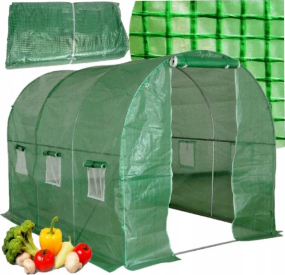 Garten-Folientunnel, Gewächshaus 2x3 m, 6 m², grün, für Gemüse, LEAN-Gestell