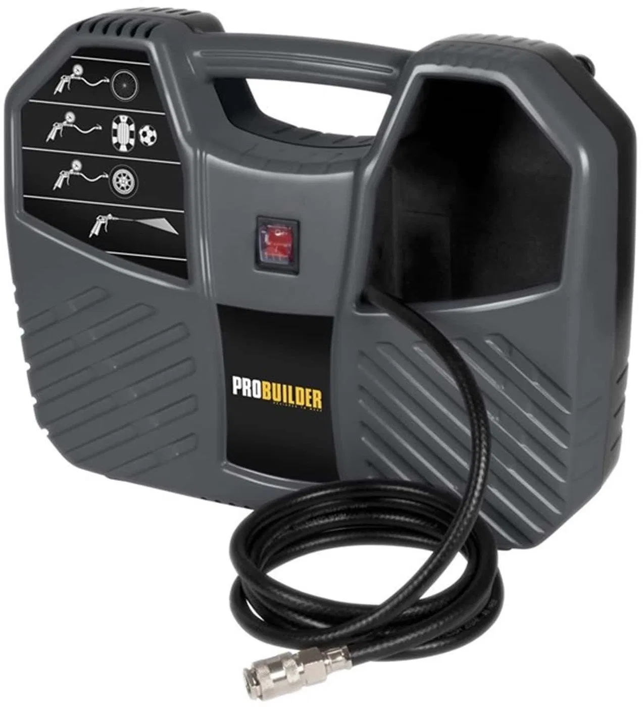 PROBUILDER-Luftkompressor, Leistung 1100 W, max. Druck 8 bar, Durchfluss 180 l/min, inklusive Pistole
