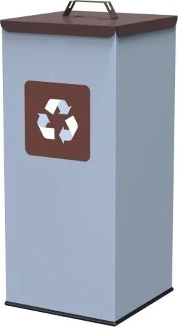 GSG24 Metall-Abfalltrennbehälter 30 x 30 x 70 cm, 60 l, BIO – brauner Deckel