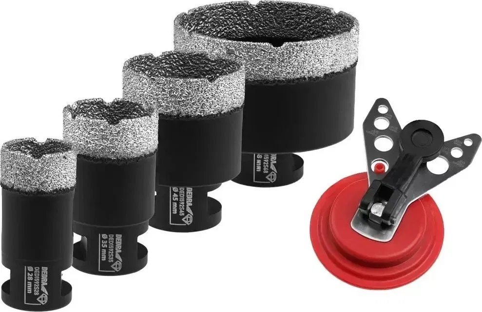 Dedra Diamantbohrerset VB 28, 35, 45, 68 mm, Führungsring