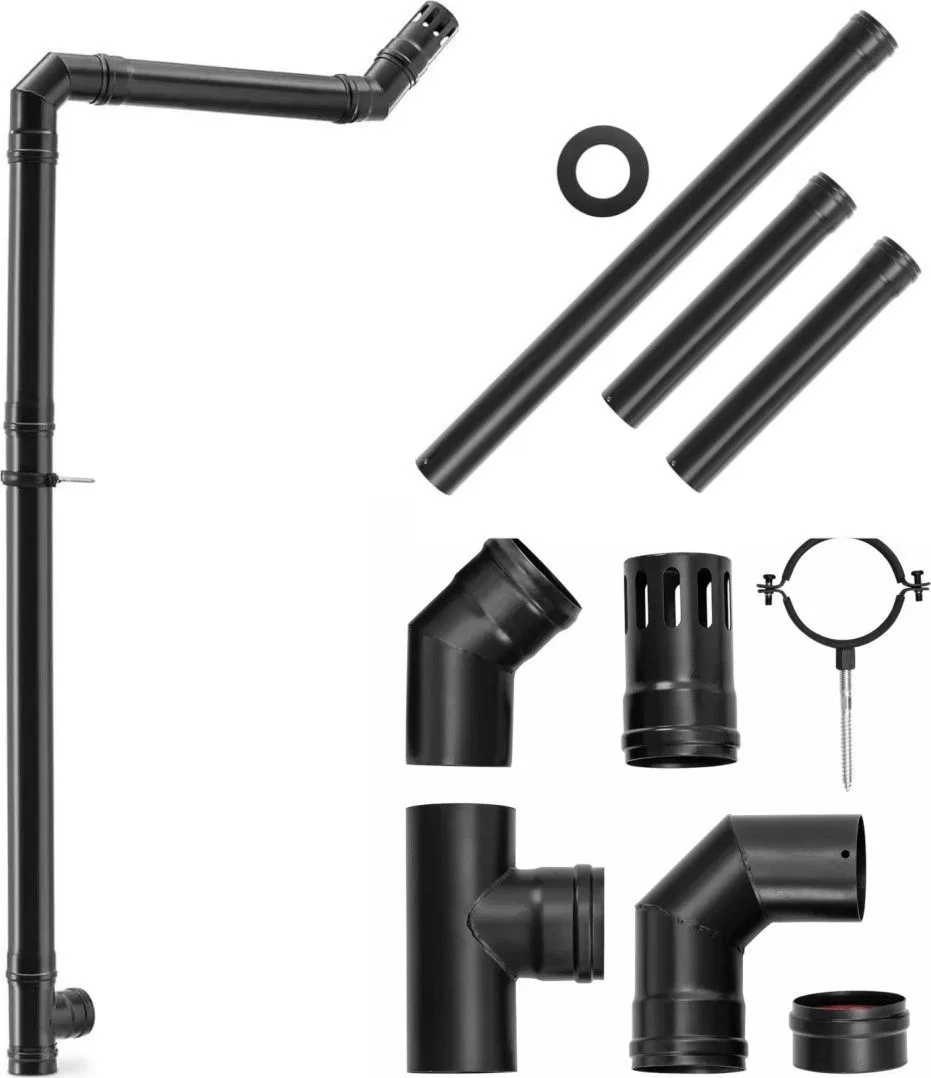 MSW Schornsteinrohrset für Pelletöfen aus Kohlenstoffstahl, Durchmesser 80 mm