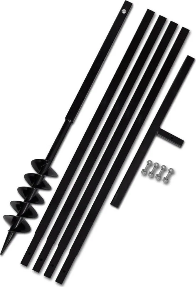 vidaXL Erdbohrer mit Griff, 100 mm, ausziehbar, 5 m, Stahl