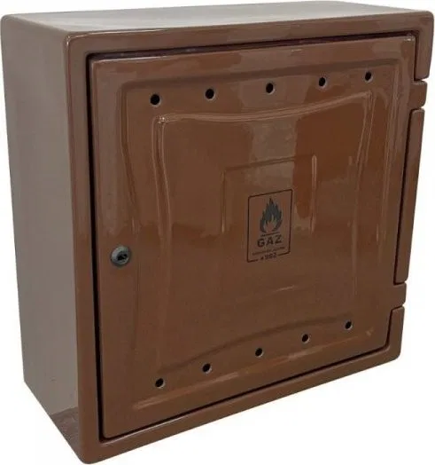 GASZÄHLERABDECKUNG AUS KUNSTSTOFF 240 × 600 × 600 mm MIT RÜCKWAND IN BRAUN
