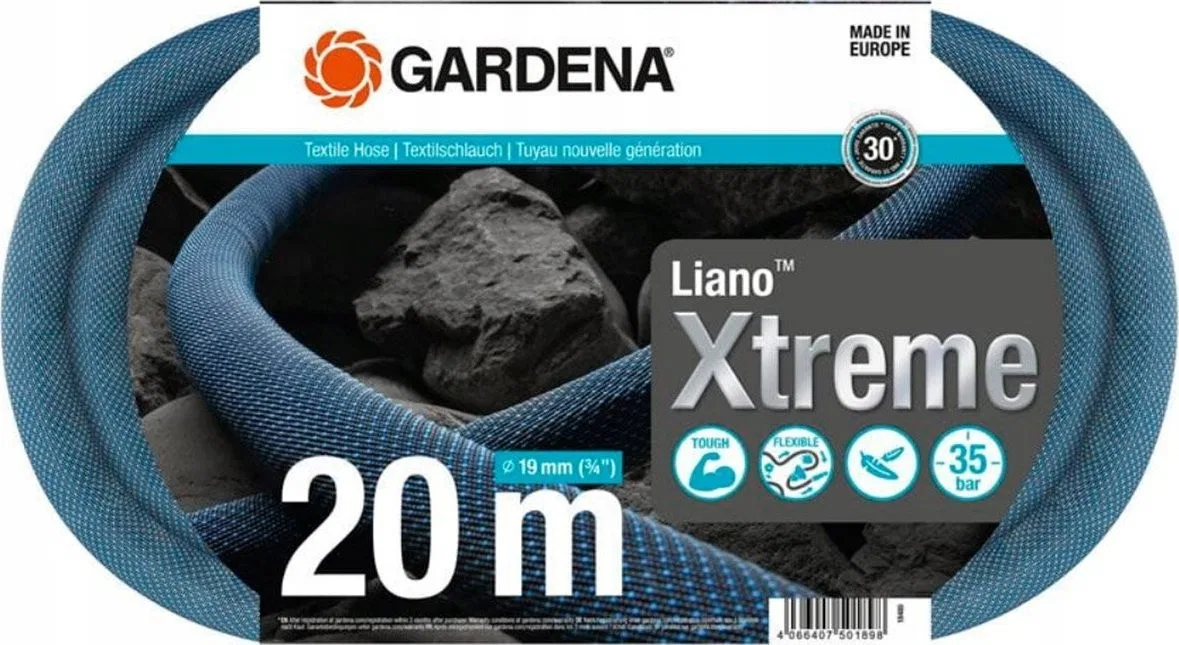 Gardena GARDENA Textilschlauch Liano Xtreme 3/4", 20 Meter (dunkelgrau/orange, Modell 2023)