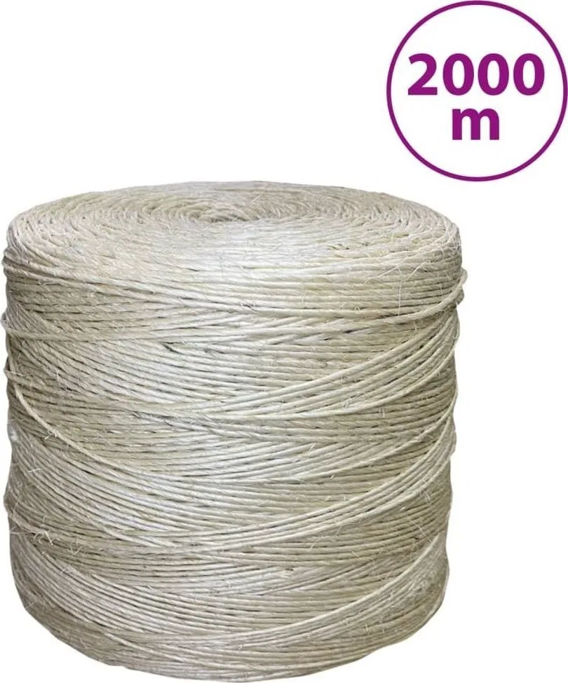 vidaXL Seil, 100 % Sisal, 3 mm, 2000 m