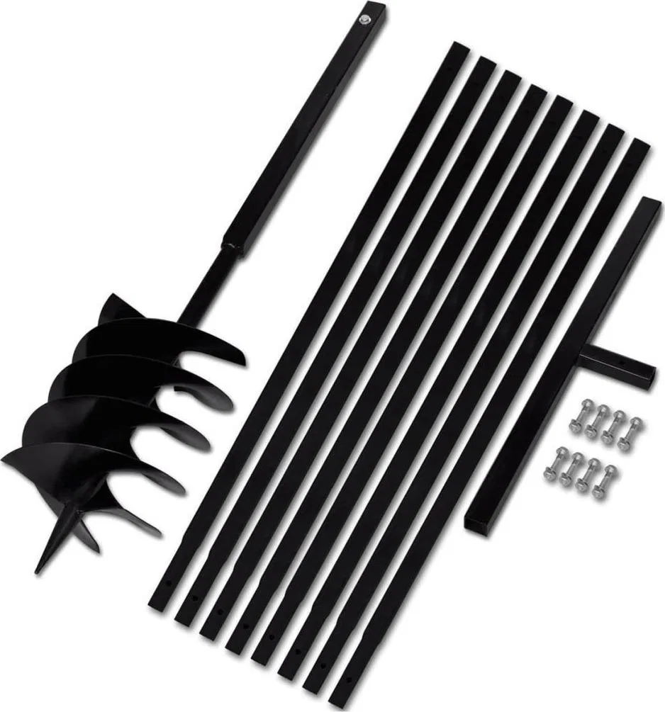 vidaXL Erdbohrer mit Griff, 200 mm, ausziehbar, 9 m, Stahl