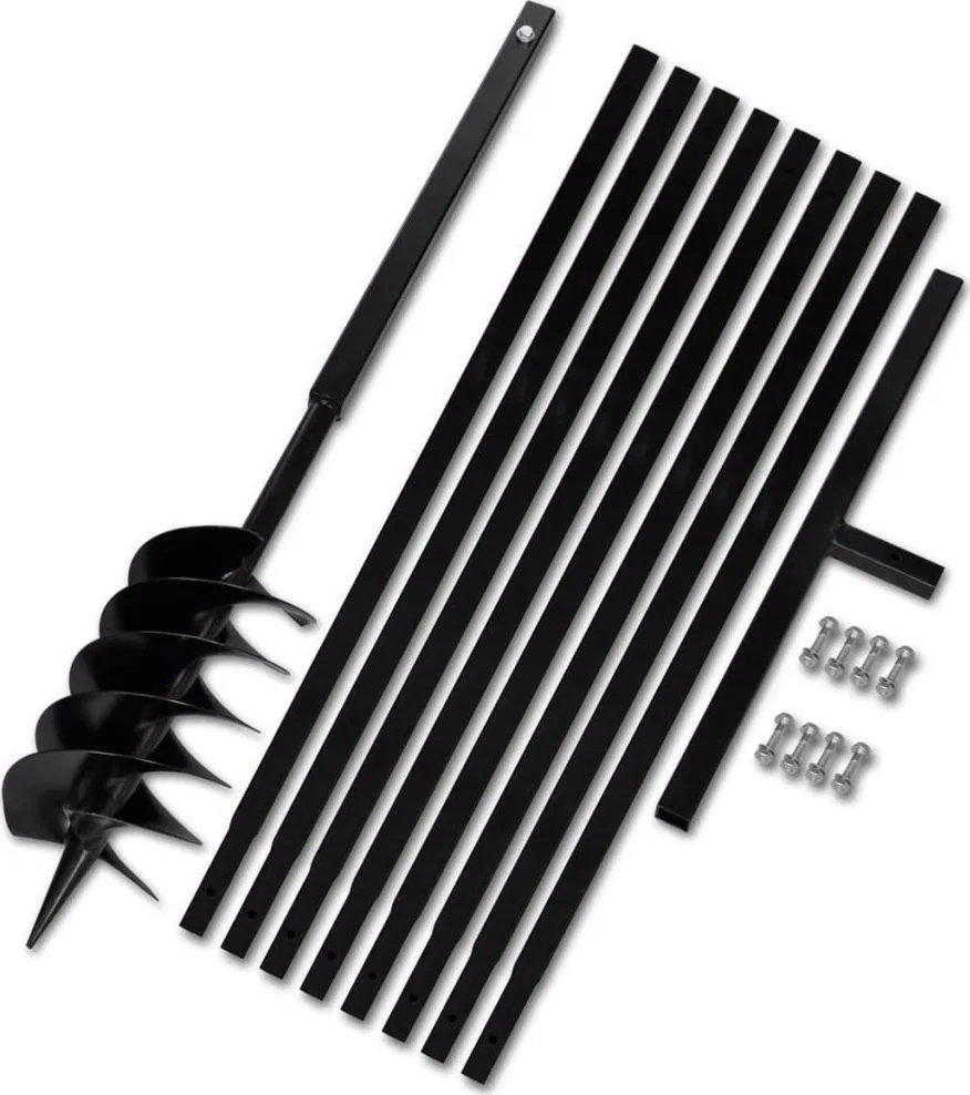 vidaXL Erdbohrer mit Griff, 150 mm, ausziehbar, 9 m, Stahl