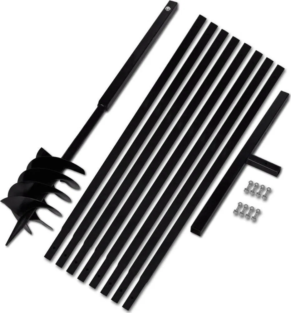 vidaXL Erdbohrer mit Griff und 9 m Verlängerungsrohr, 180 mm, Stahl