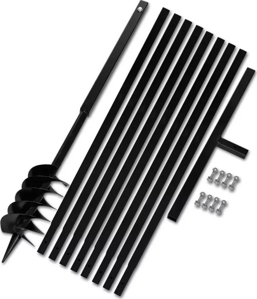vidaXL Erdbohrer mit Griff, 120 mm, ausziehbar, 9 m, Stahl