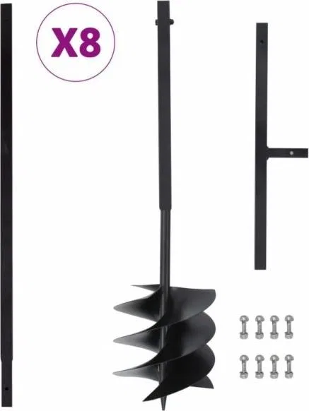 vidaXL Erdbohrer mit Griff, 250 mm, ausziehbar, 8 m, Stahl