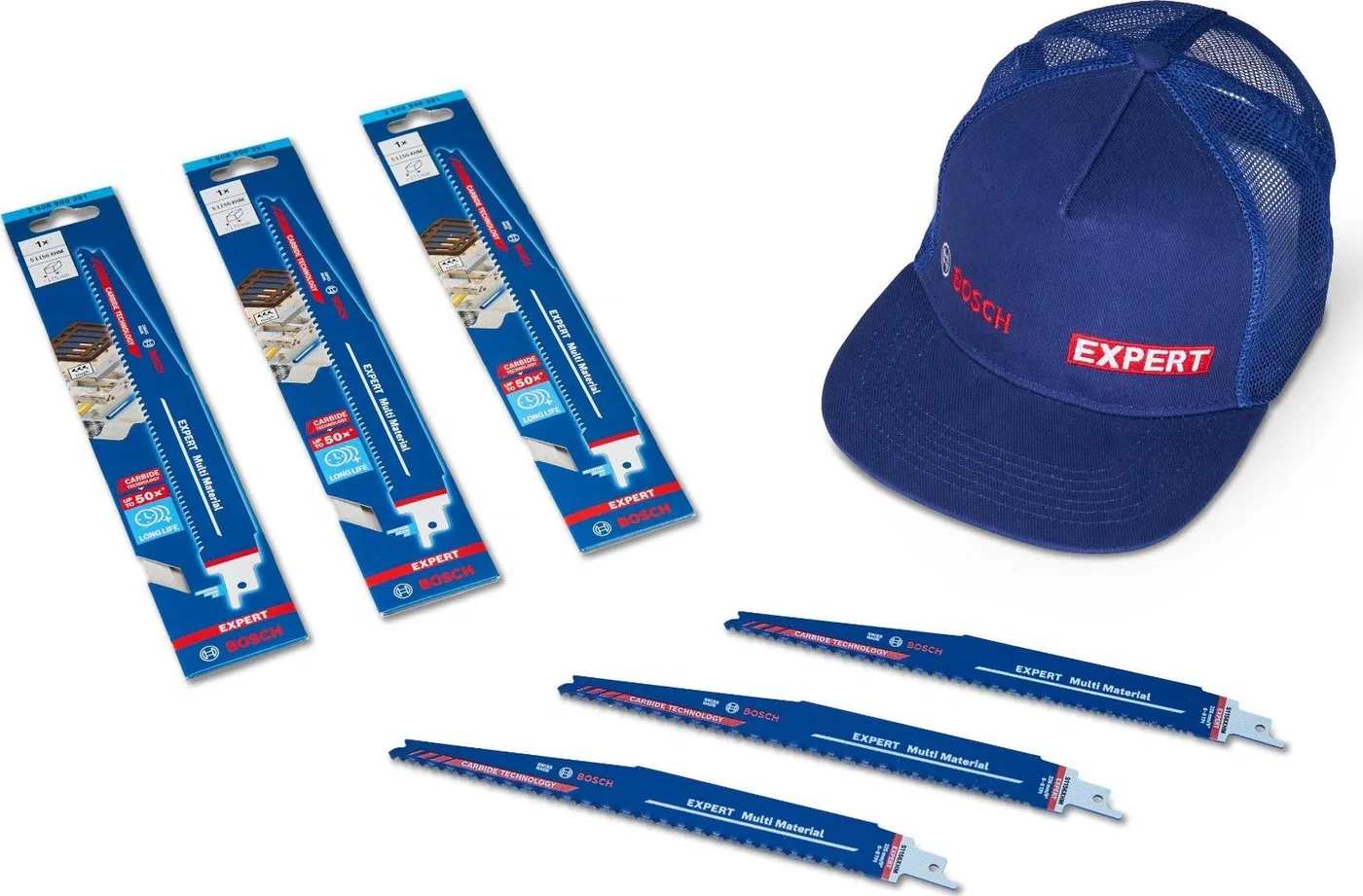 Bosch Bosch Expert Säbelsägeblatt „Multi Material“ S 1156 XHM + kostenlose EXPERT-Kappe (3 Stück, Länge 225 mm)