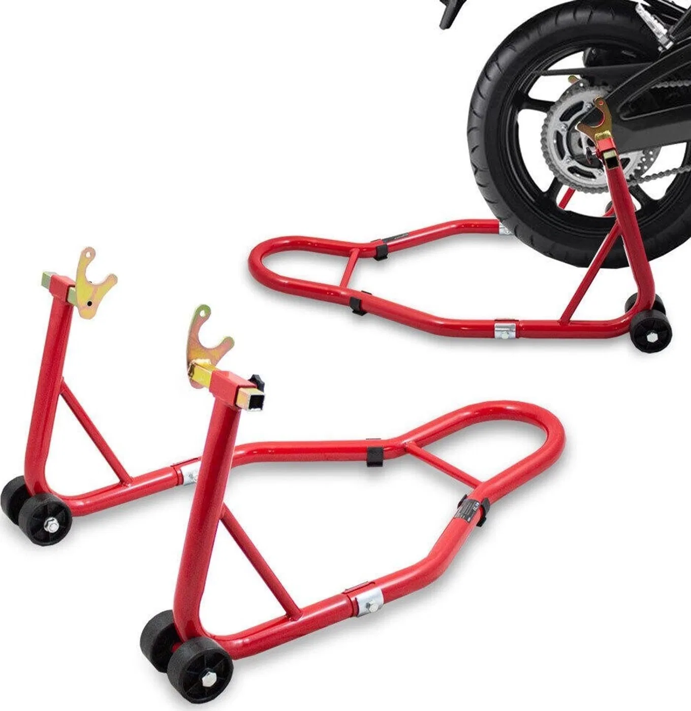 Bituxx Motorradständer, rot, Halterung, Hebevorrichtung, 250 kg, Hinterrad 21–34 cm, Motorrad