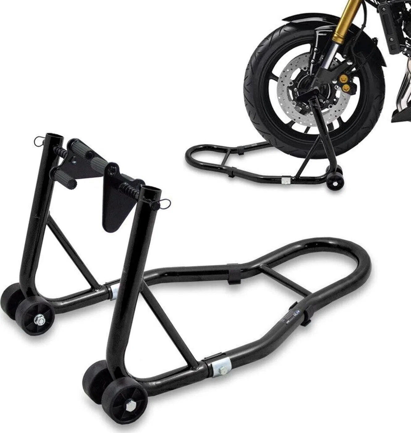 Bituxx Motorradständer, Motorradheber, Gummibefestigung für Vorderrad, 250 kg