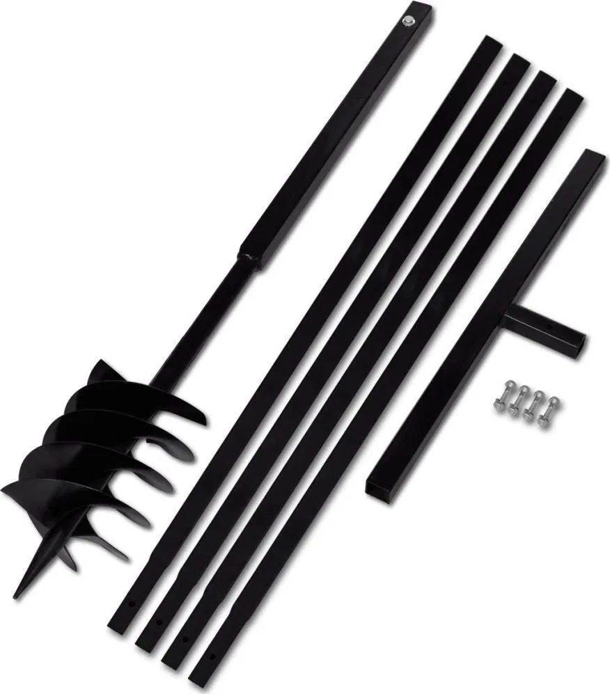 vidaXL Erdbohrer mit Griff, 180 mm, mit Verlängerungsrohr, 5 m, Stahl
