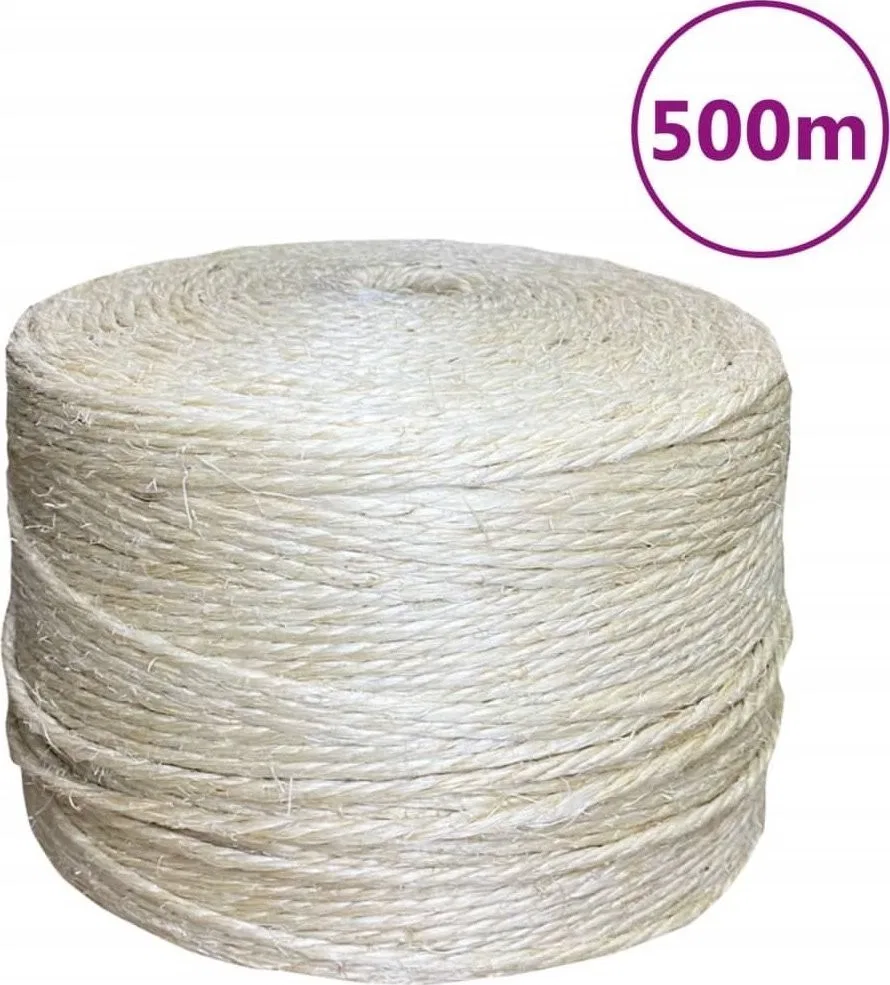 vidaXL Seil, 100 % Sisal, 4 mm, 500 m