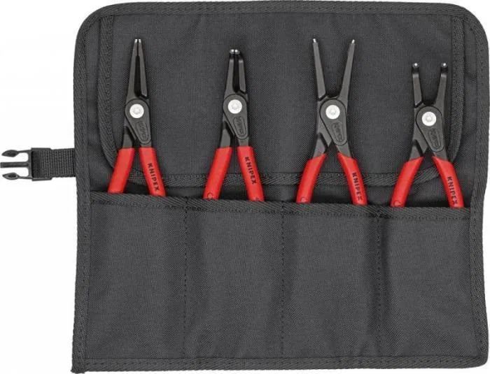 Knipex Zangensatz für Sicherungsringe, Präzisionszangen, im Rolletui, 4-teilig, KNIPEX
