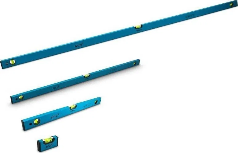 Bituxx Magnetische Wasserwaagen 10 / 60 / 120 / 180 cm, Set aus robustem Aluminium, 4-teilig