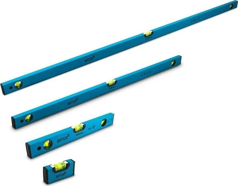Bituxx Magnetische Wasserwaagen 10 / 40 / 100 / 150 cm, Set aus robustem Aluminium, 4 Stück