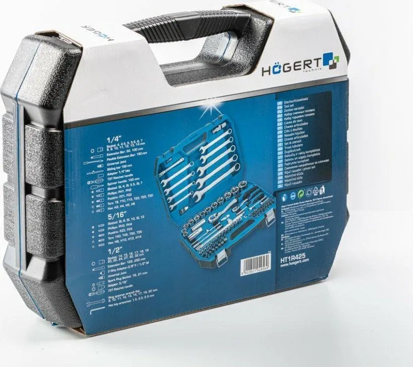 Högert Technik Werkzeugsatz im zweireihigen Koffer (85-teilig) HT1R425
