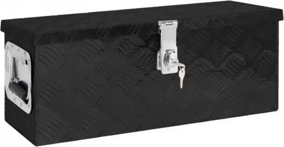 vidaXL Aufbewahrungskiste, schwarz, 60 x 23,5 x 23 cm, Aluminium