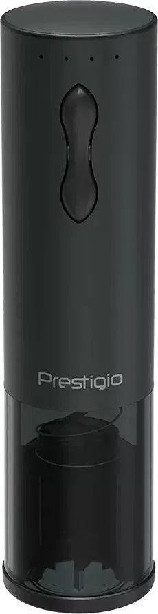 Prestigio Bolsena, elektrischer Weinöffner mit Prestigio-Logo, Belüfter, Vakuumverschluss, schwarz
