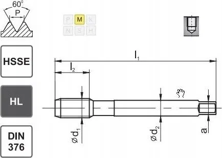 Fanar Gewindebohrer M16 DIN-376C R40 (6H) HSSE HL INOX