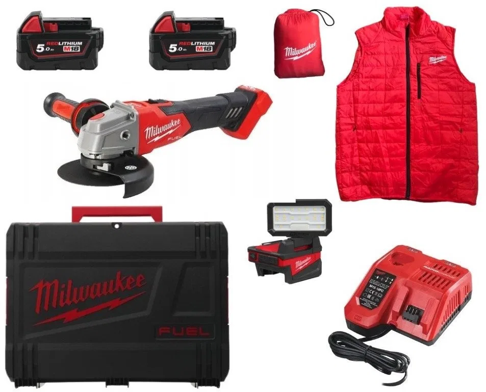 MILWAUKEE. M18FSAG125XBMC-502X Schleifmaschine + M18ALIS-0 Lampe und ohne Hülse