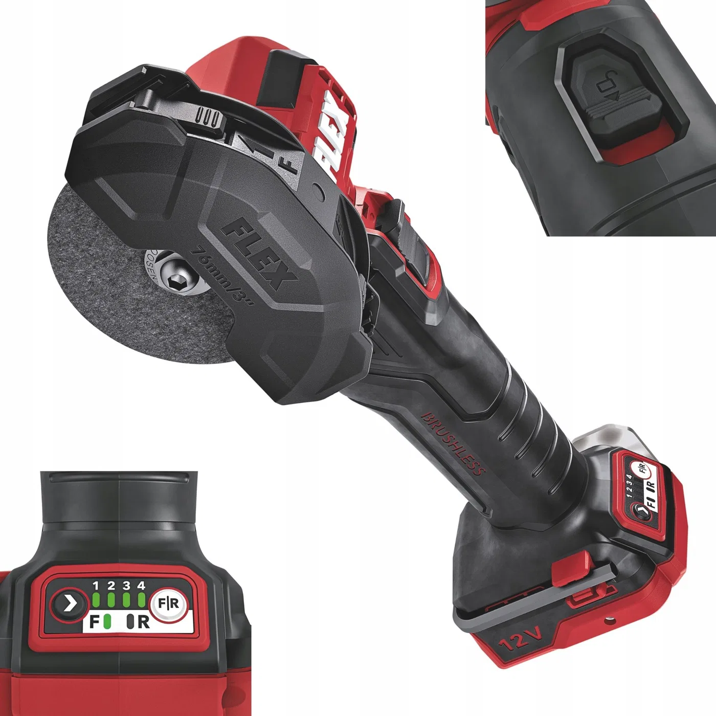 Akku-Winkelschleifer FLEX LBE 76 12-EC C