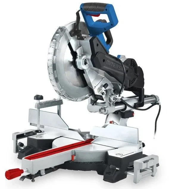 305-mm-Gehrungssäge, 2000 W, mit Vorschub, beidseitige Neigung
