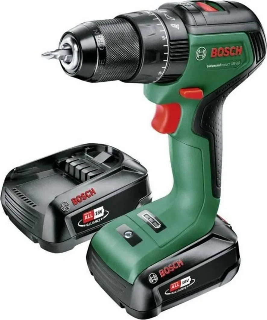 Bosch Akku-Schlagbohrmaschine BOSCH Green Universal Impact 18V-60, 18 V, 1 x 2-Ah-Akku
