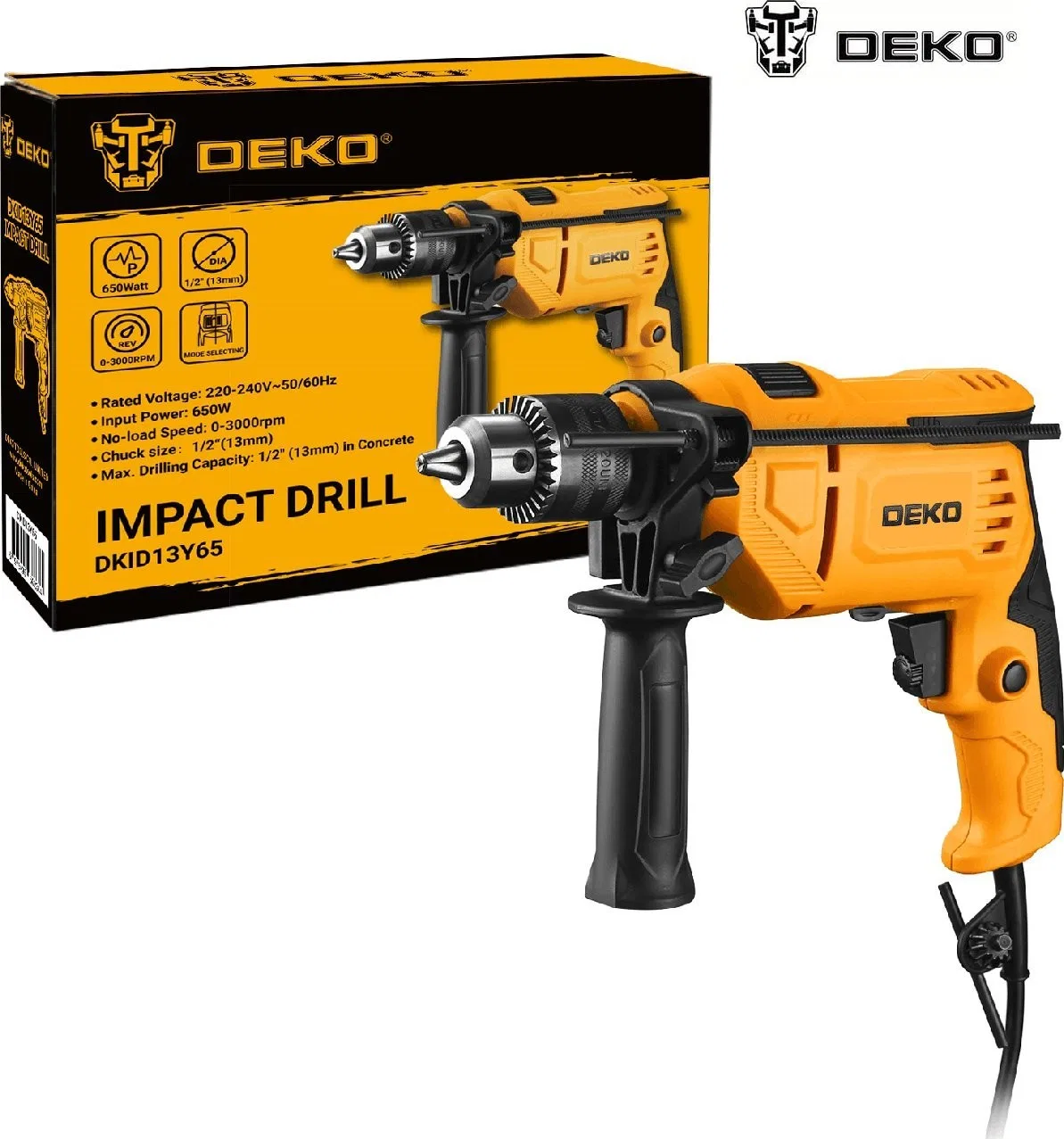 Bohrmaschine Deko DEKO SCHLAGBOHRMASCHINE 650 W, DREHZAHLREGELUNG DKID13Y65