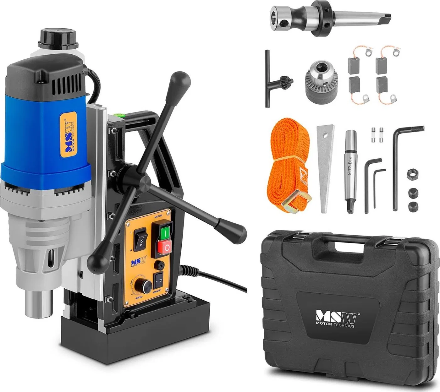 MSW Magnetbohrmaschine mit Magnetfuß + Koffer 1680 W MSW-MD60-PRO Magnetbohrmaschine mit Magnetfuß + Koffer