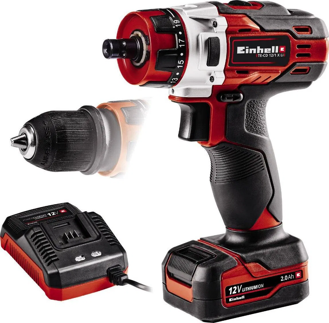 Einhell Bohrschrauber TE-CD 12/1 X-Li 12 V, 1 Akku (2 Ah)