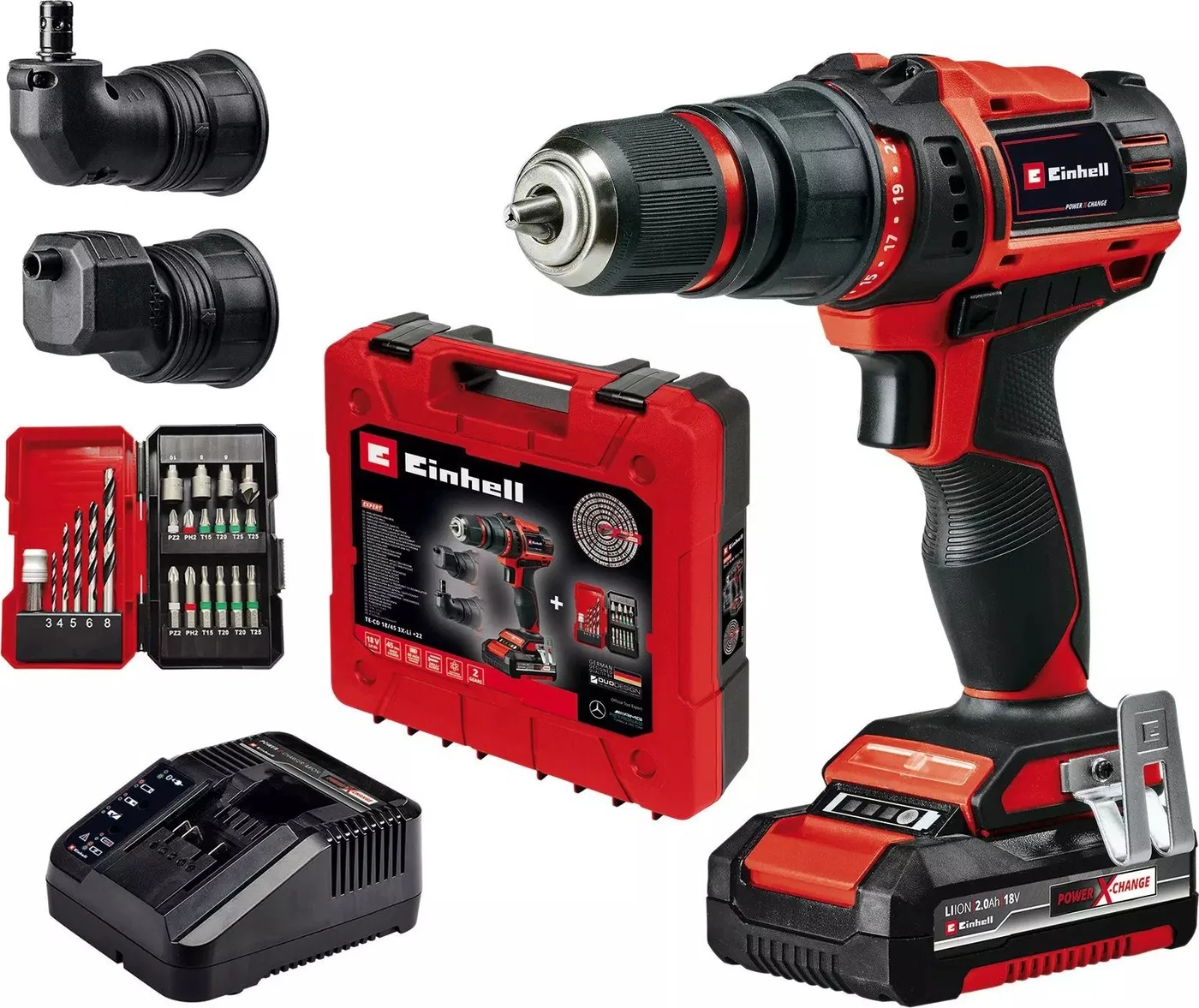 Einhell Akku-Bohrschrauber TE-CD 18/45 3X-Li +22, 18 V, 1 Akku (2 Ah)