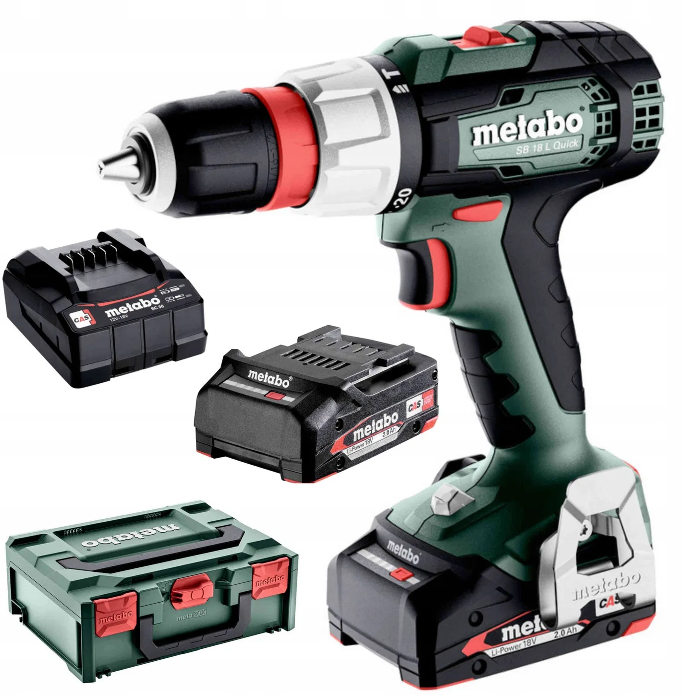 METABO.SB 18 L Quick im metaBOX 145-Koffer, mit SC 30-Ladegerät + 2 Li-Ionen-Akkus 18 V / 2,0 Ah