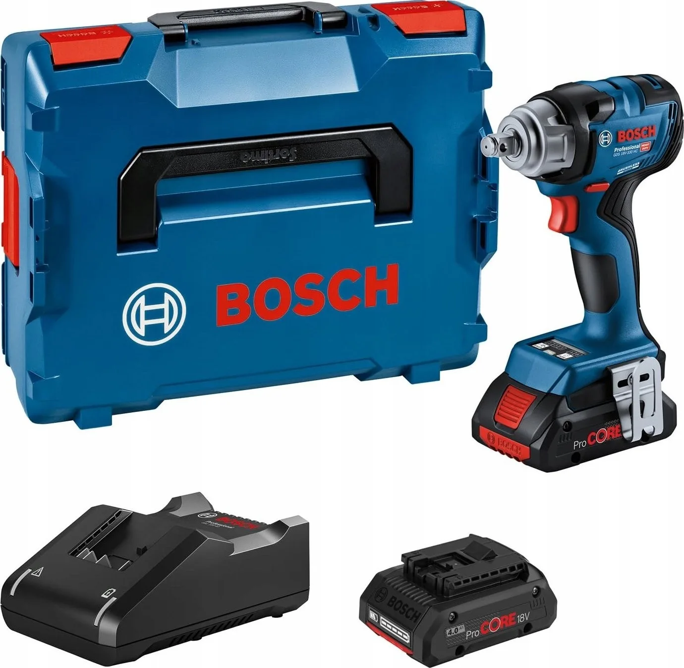 Bosch Akku-Schlagschrauber GDS 18V-330 HC Professional, 18 Volt (blau/schwarz, 2x Li-Ionen-Akku ProCORE18V 4