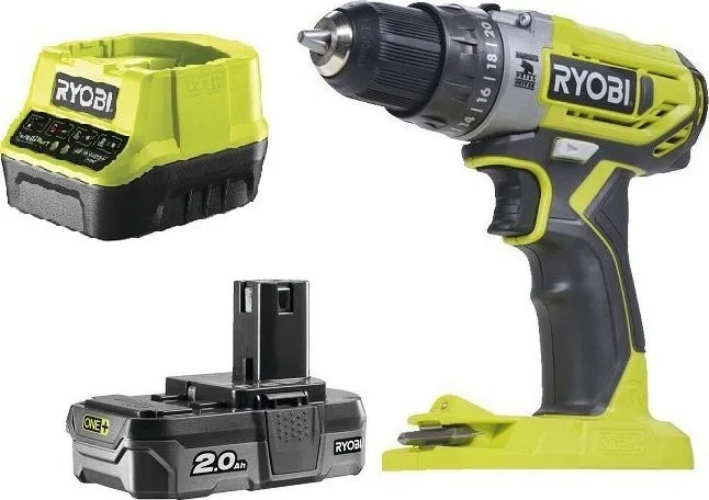 Ryobi Akku-Bohrschrauber. Schlagbohrschrauber. R18PD2-120B 18 V, 1 × 2,0 Ah ONE+