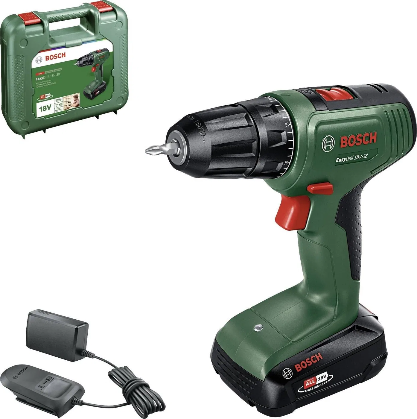 Bosch Easydrill 18V-38 Akku-Bohrschrauber, 18 V, 1 Akku 2 Ah (06039D8003)