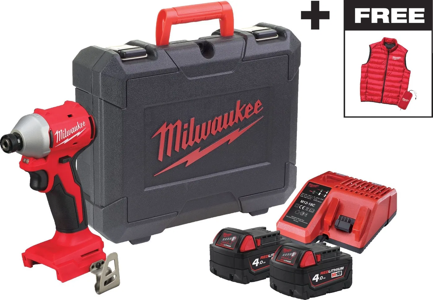 MILWAUKEE. Schlagschrauber M18BLIDRCMC-402C + Lampe M18ALIS-0 und ohne Schutzhülle