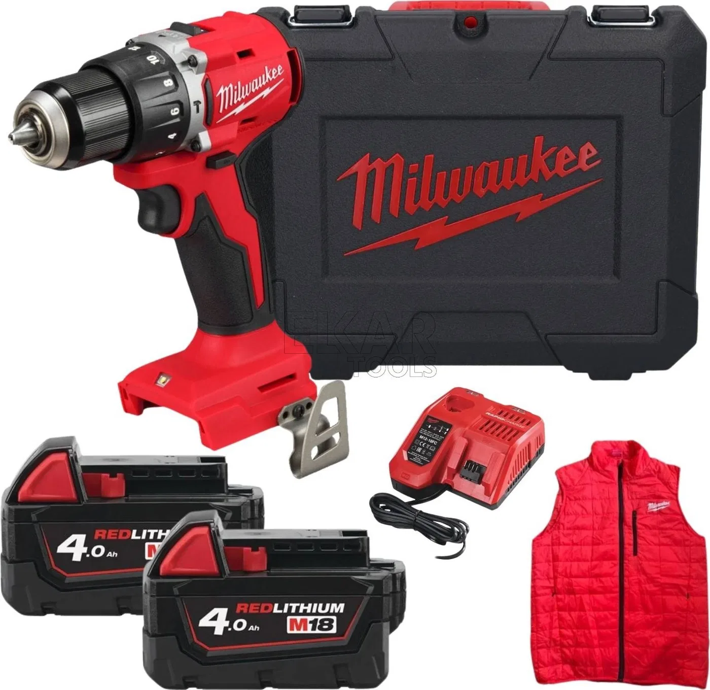 MILWAUKEE.UD.M18BLPDRCMC-402C SCHRAUBER + LAMPEN UND OHNE SCHUTZHÜLSE
