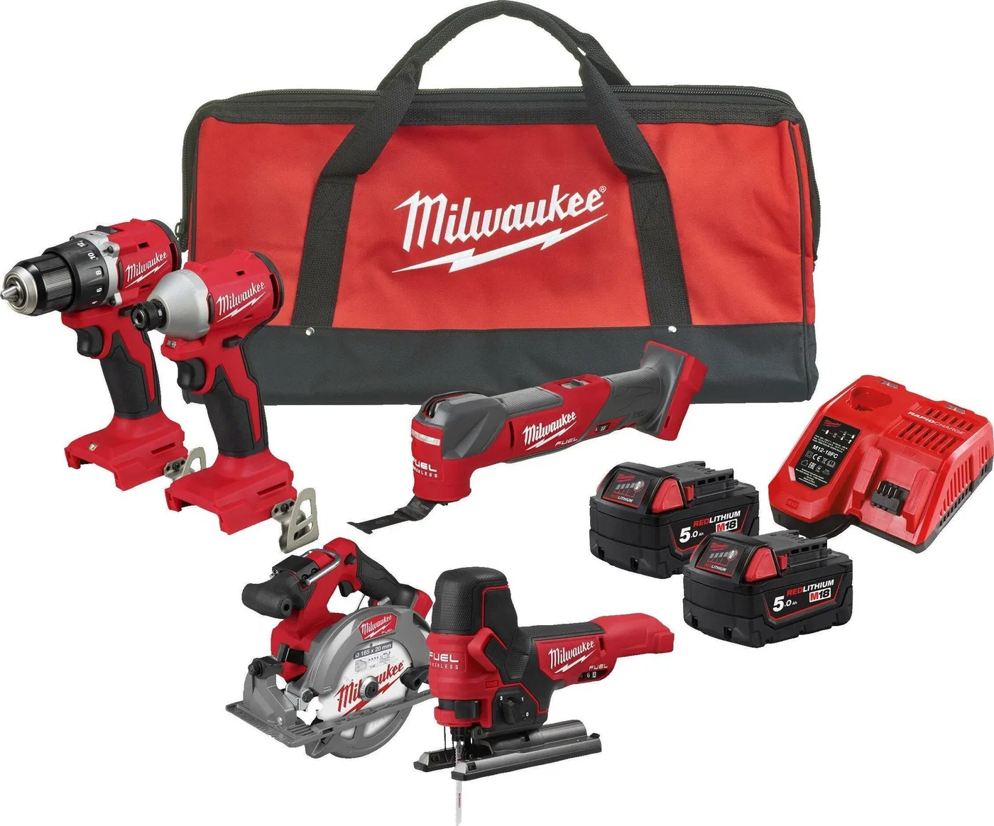 Milwaukee 9-teiliges Elektrowerkzeug-Set (M18 BLCPP5A-502B)