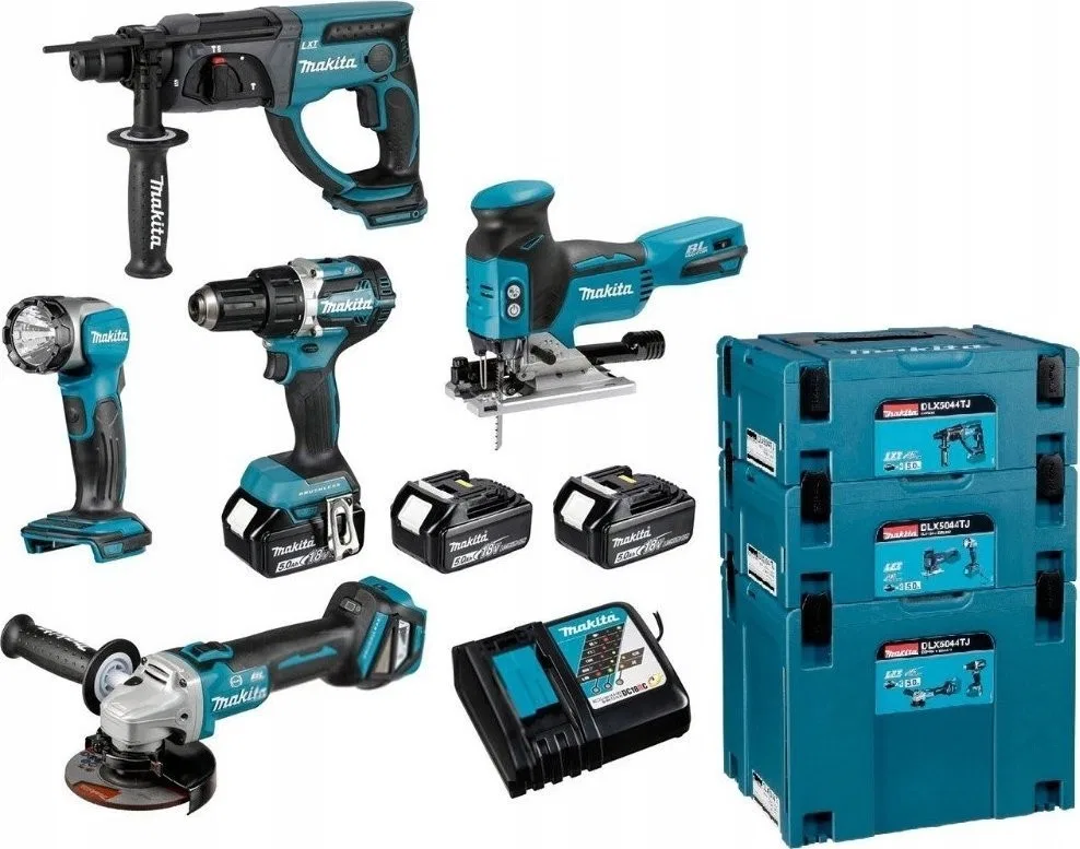 Makita-Elektrowerkzeugset COMBO-SET 18 V DDF484+DGA513+DHR202+DJV181+DML802