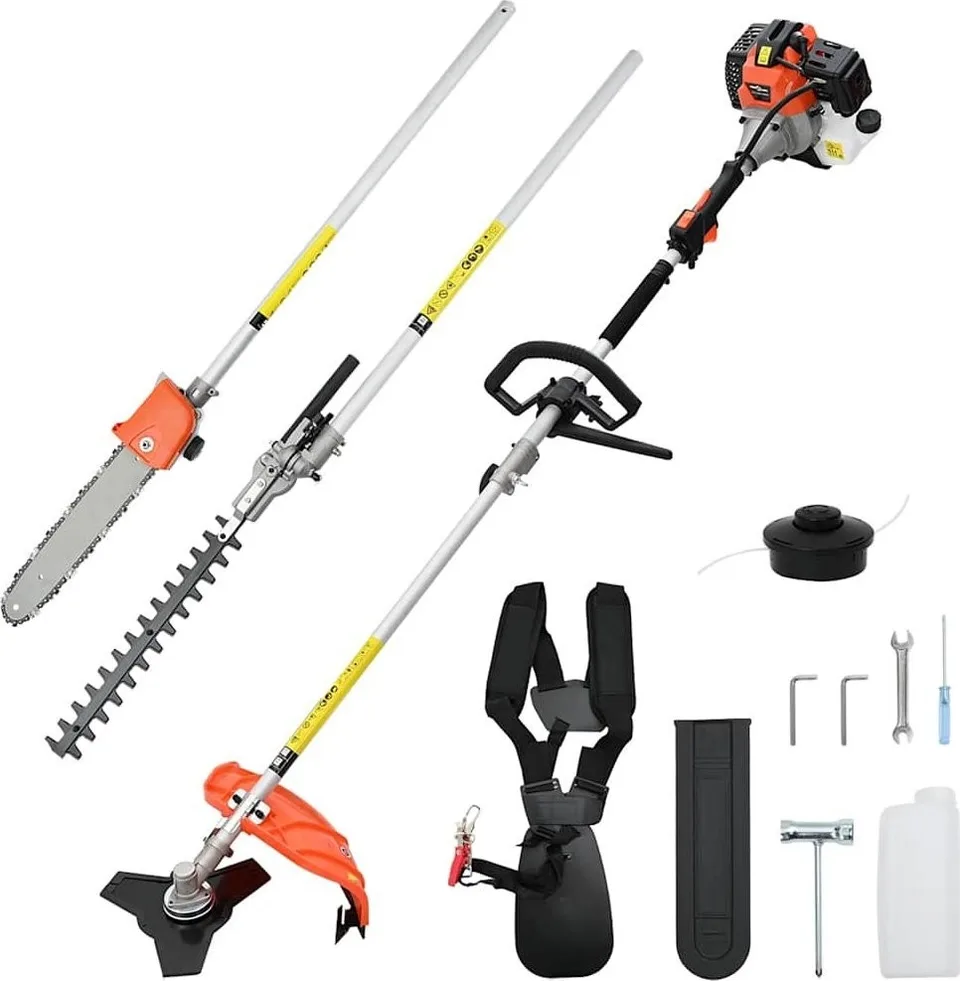vidaXL 4-in-1-Rasentrimmer mit Trimmerfunktion, orange, 52 cm³, 1,45 kW