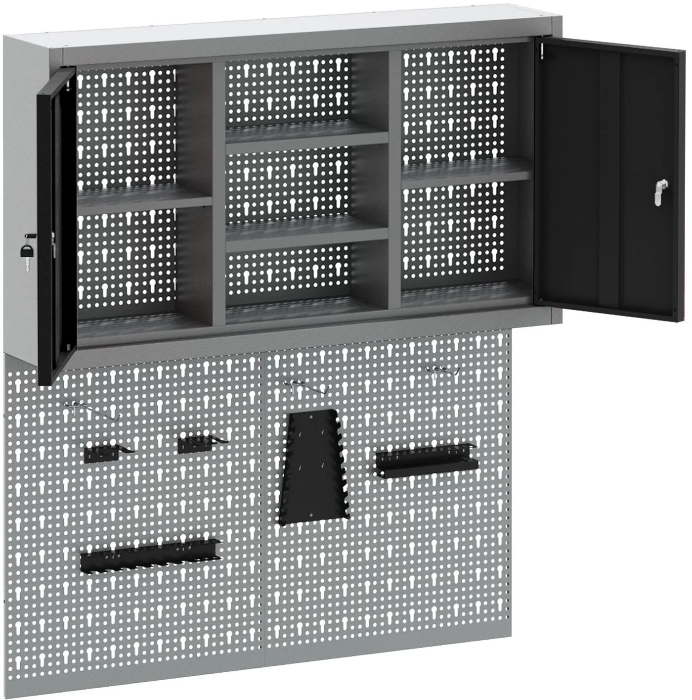 vidaXL Werkzeugschrank-Set, 3-teilig, Stahlgrau, besonders robust