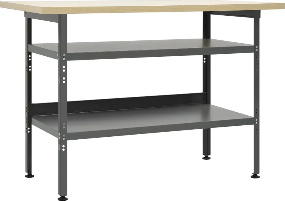vidaXL Arbeitstisch, grau, 120 x 60 x 85 cm, Stahl