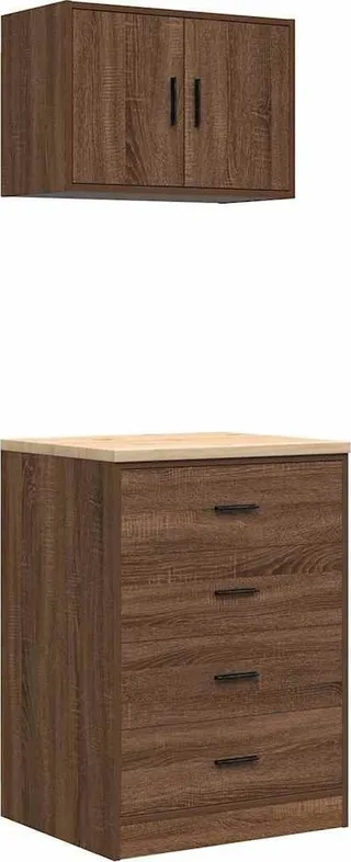 Garagenschränke, 2 Stück, Eiche braun, Leimholz